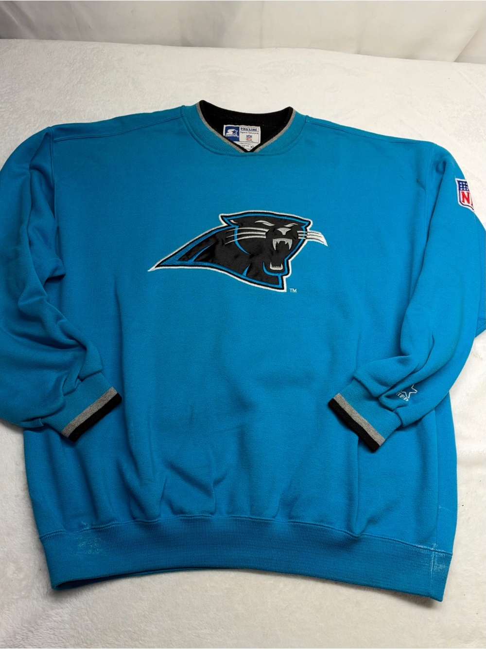 vtg 90s Starter Carolina Panthers NFL Football Sweatshirt Blue XL Pro Line